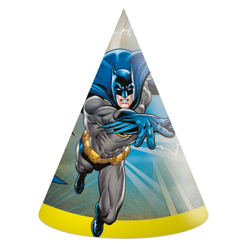 6 Batman Superpower FSC party hats 16cm