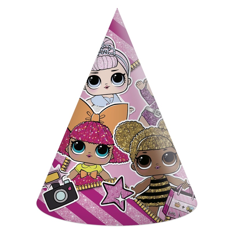 6 LOL Glam Girls party hats 16cm