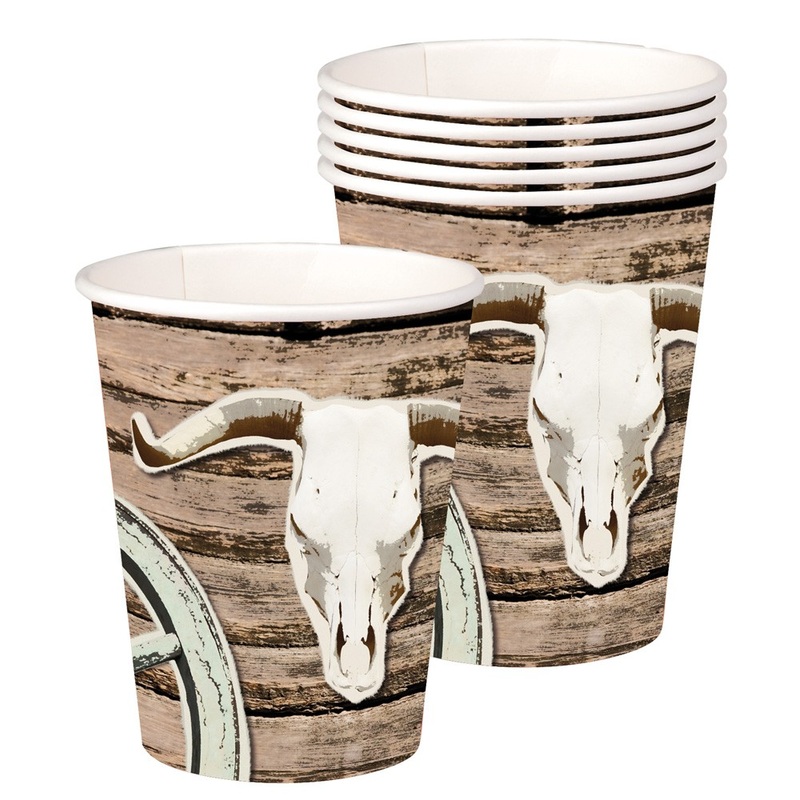 6 Wild West Bull paper cups