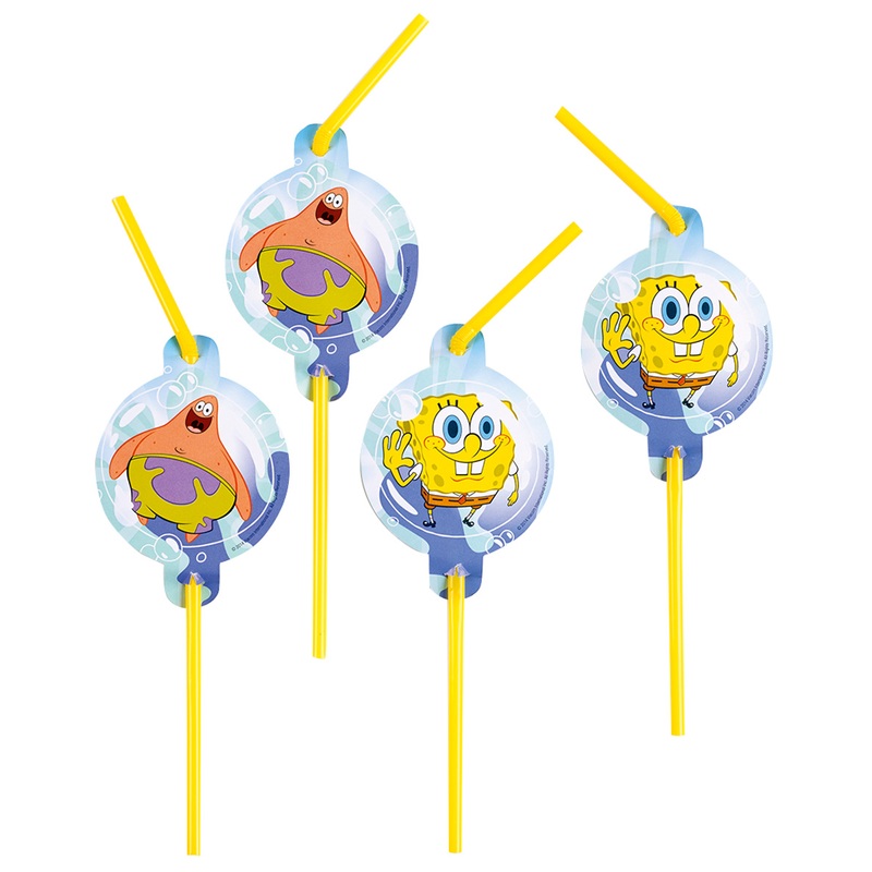 8 SpongeBob & Patrick straws 24cm