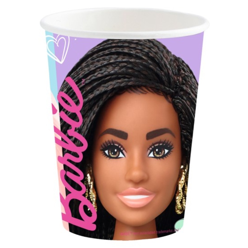 8 Welcome Barbie paper cups 250ml