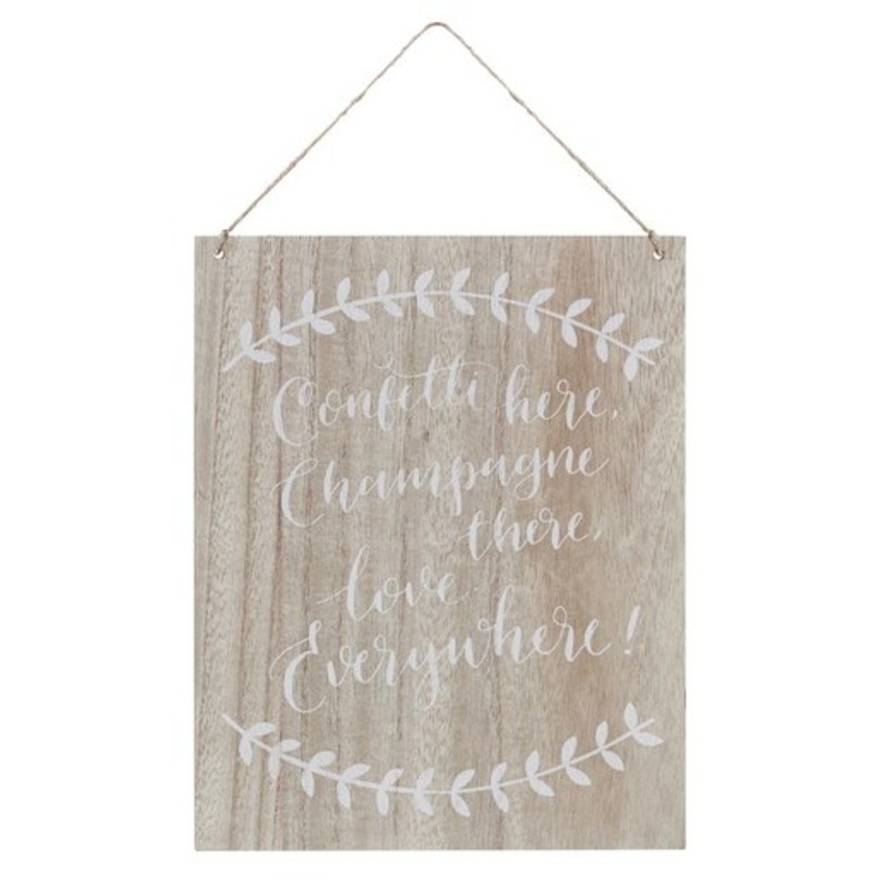Boho Flowers Confetti here wooden sign