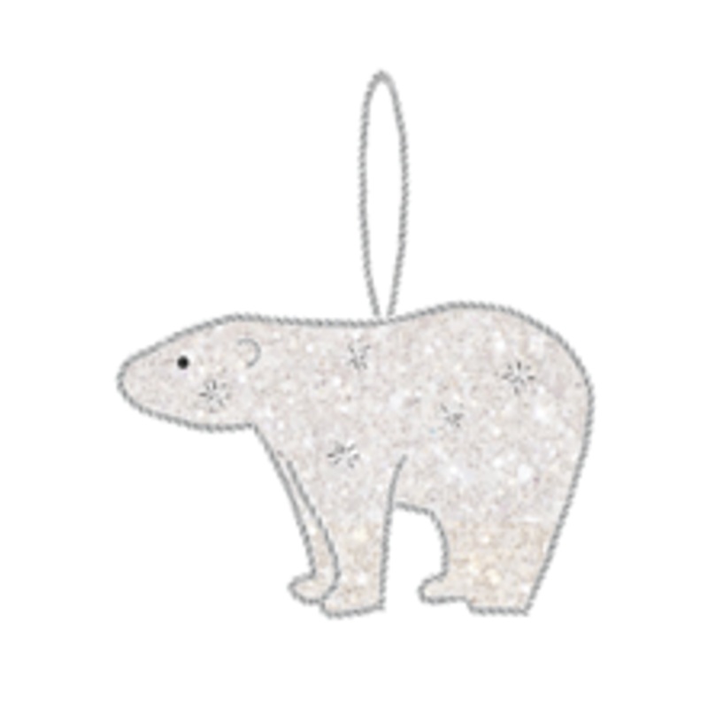 Glittering polar bear tree decoration