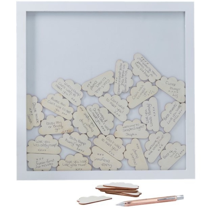 Hello World guest book wooden frame 36cm