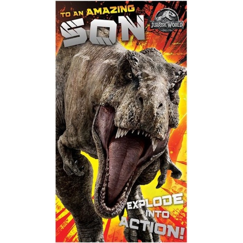 Jurassic World son birthday card