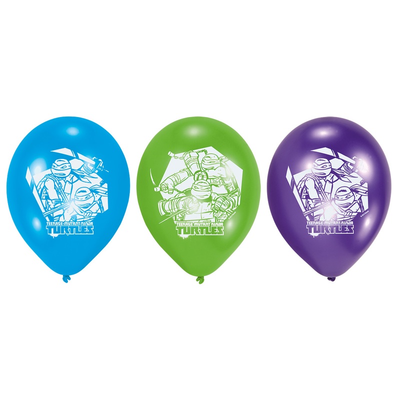 Set of 6 Ninja Turtles balloons 23 cm