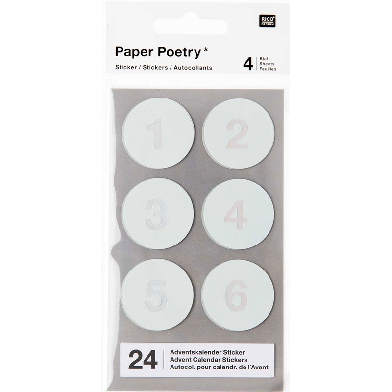 24 advent calendar numbers stickers mint