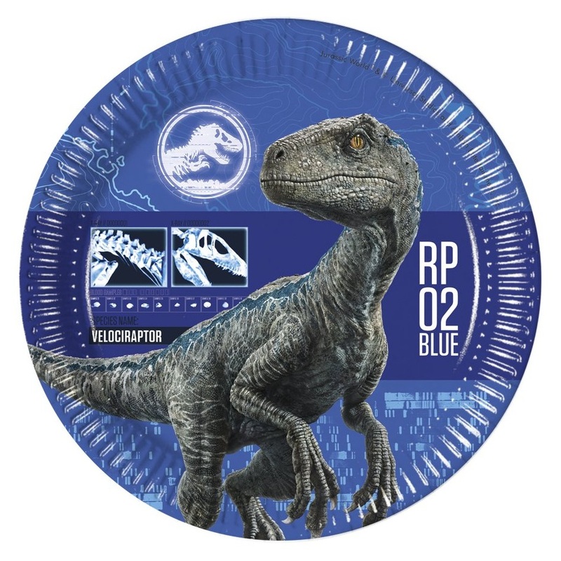 8 Jurassic World paper plates blue 23cm