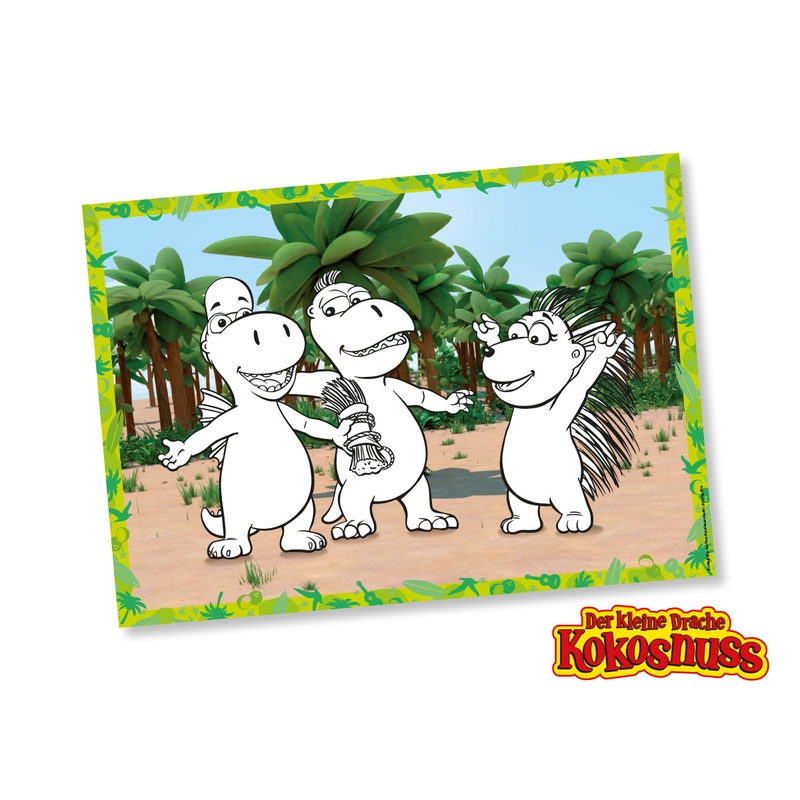 8 little dragon coconut placemats to color in