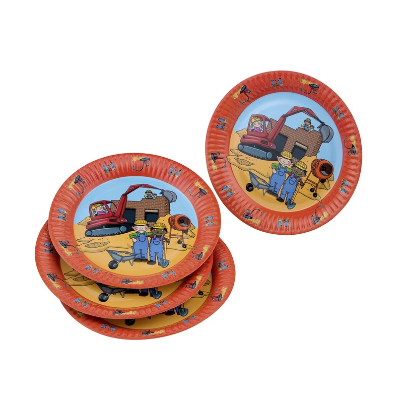 8-pack paper plate construction site children's birthday party 23cm