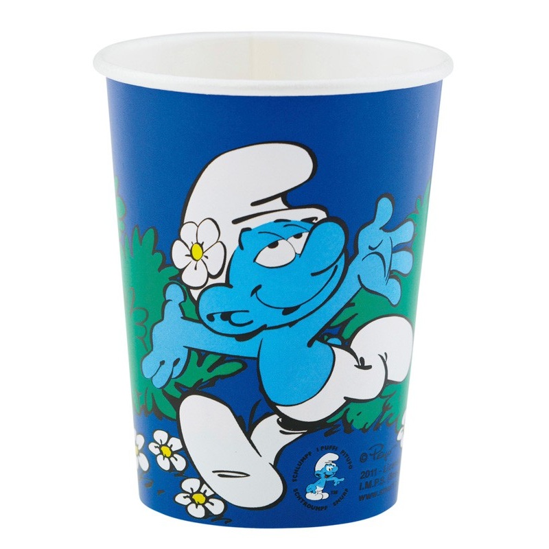 8 Smurfs paper cups