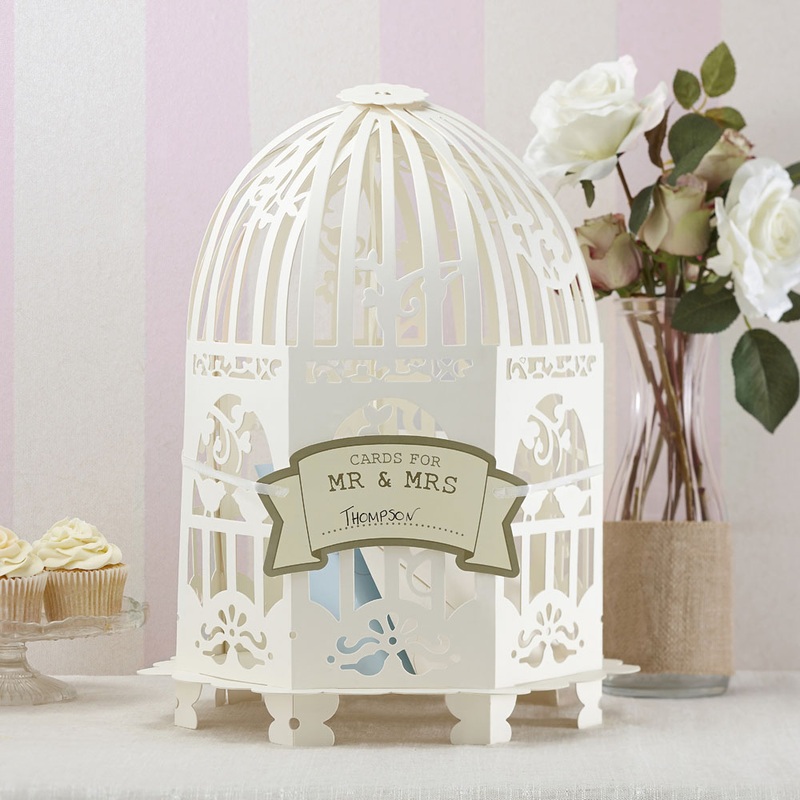 Bird cage guest book card box white