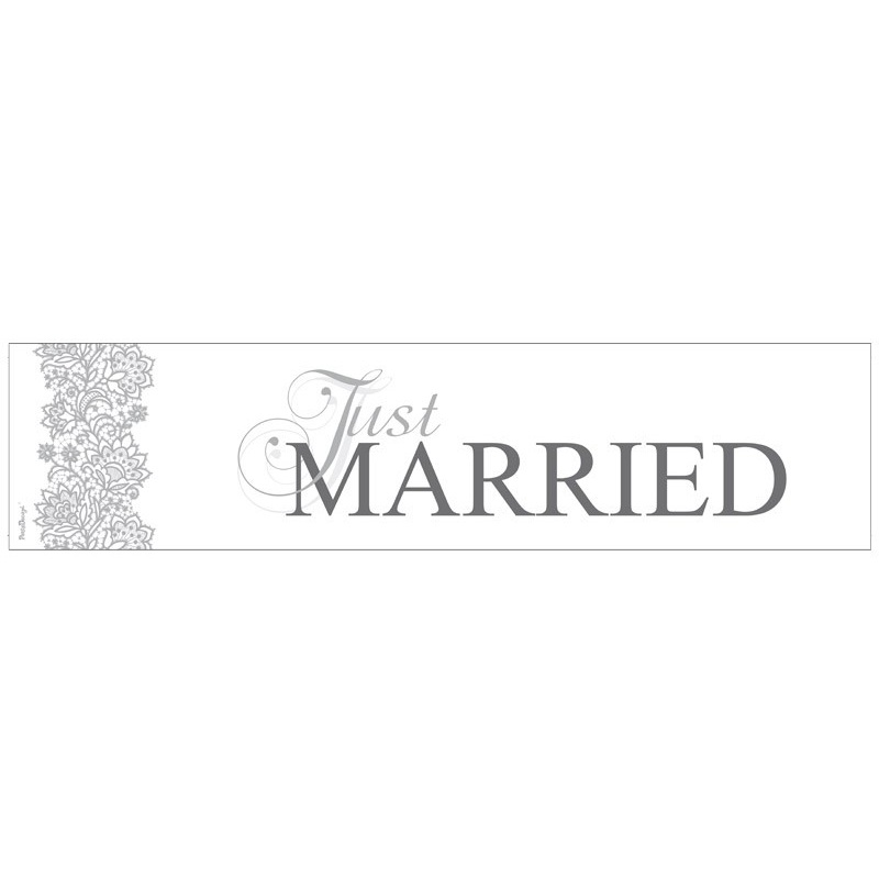 Decorative license plate Just Married with ornament