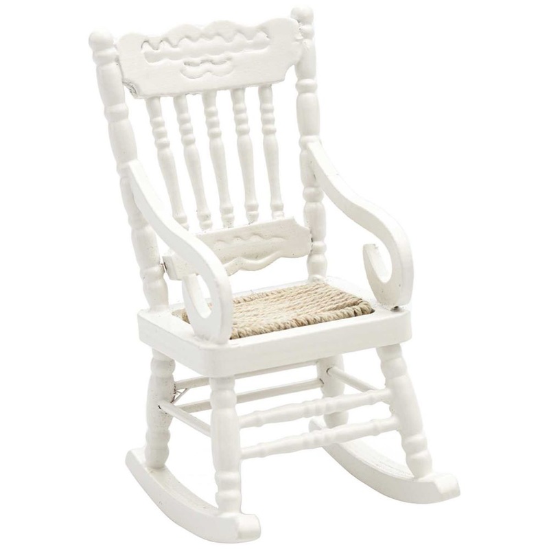 Miniature rocking chair in white 5 x 6 x 10cm