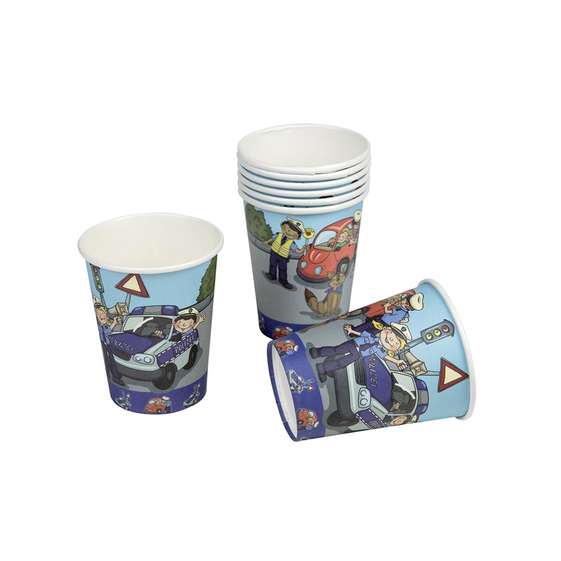 Police use paper cups, set of 8