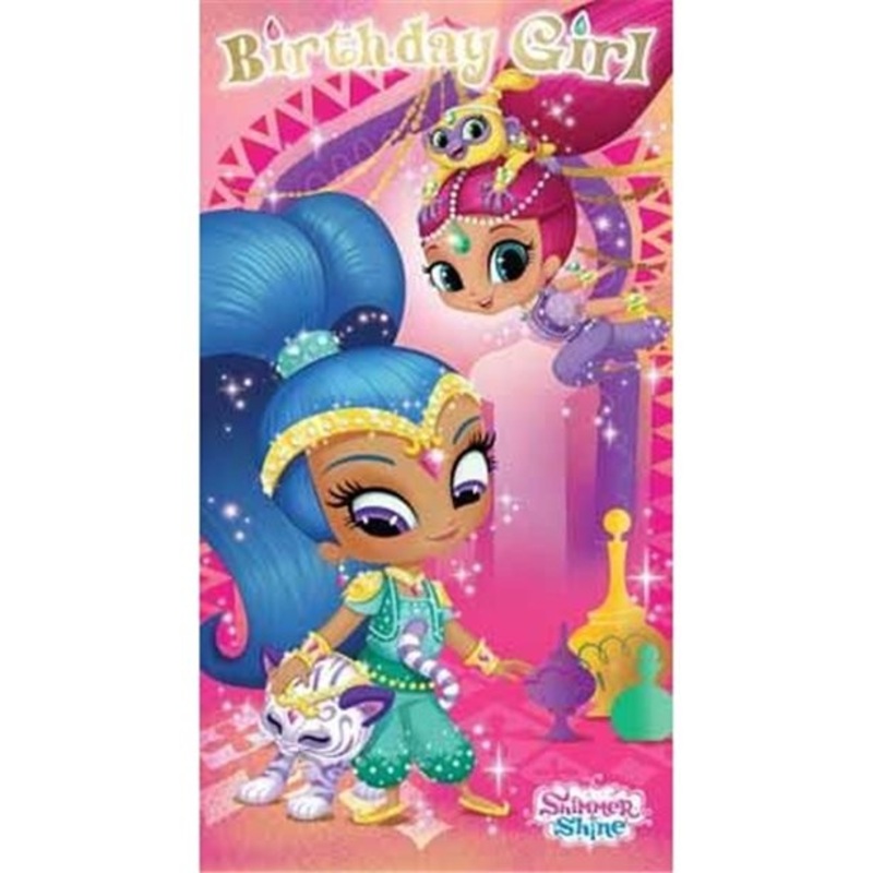 Shimmer and Shine Birthday Girl card with stickers 21.5 x 11cm