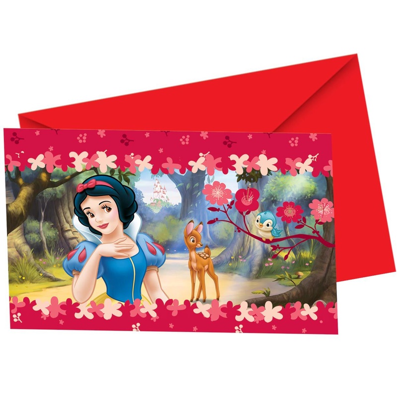 Snow white children's birthday invitation cards 6 pack