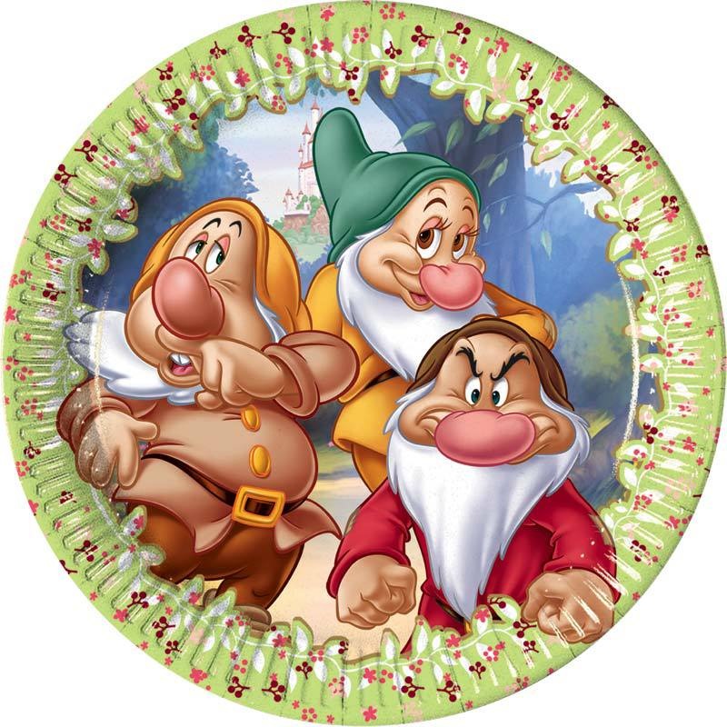 Snow white dwarfs round paper plate 20cm