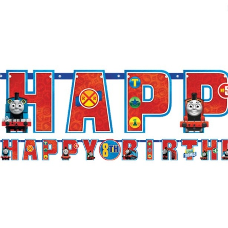 Thomas the Tank Engine Happy Birthday Banner Customisable 1.8m