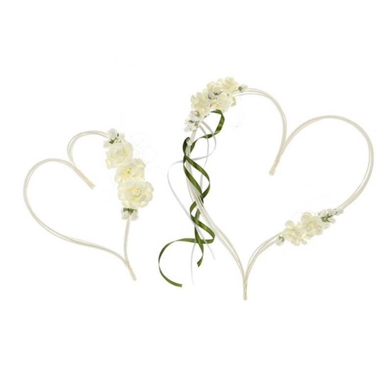 2 rattan hearts car jewelry with fastening