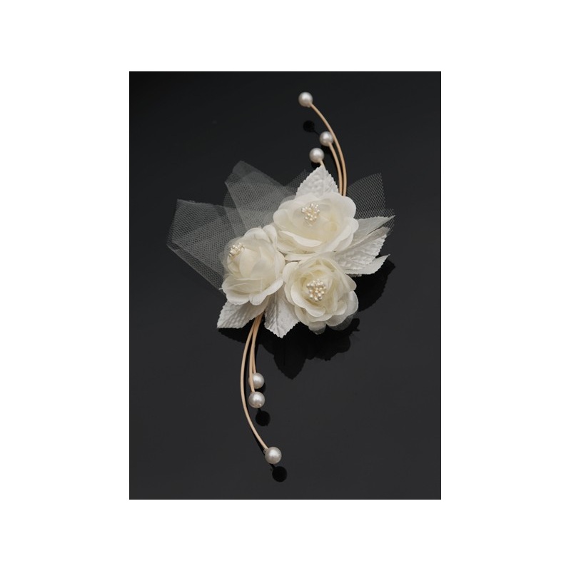 4 cream-colored rose arrangements car decoration 25cm