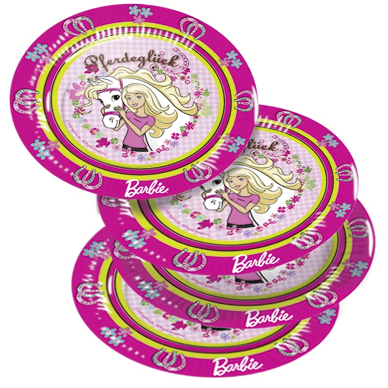 6-pack Barbie paper plates children's birthday 23cm
