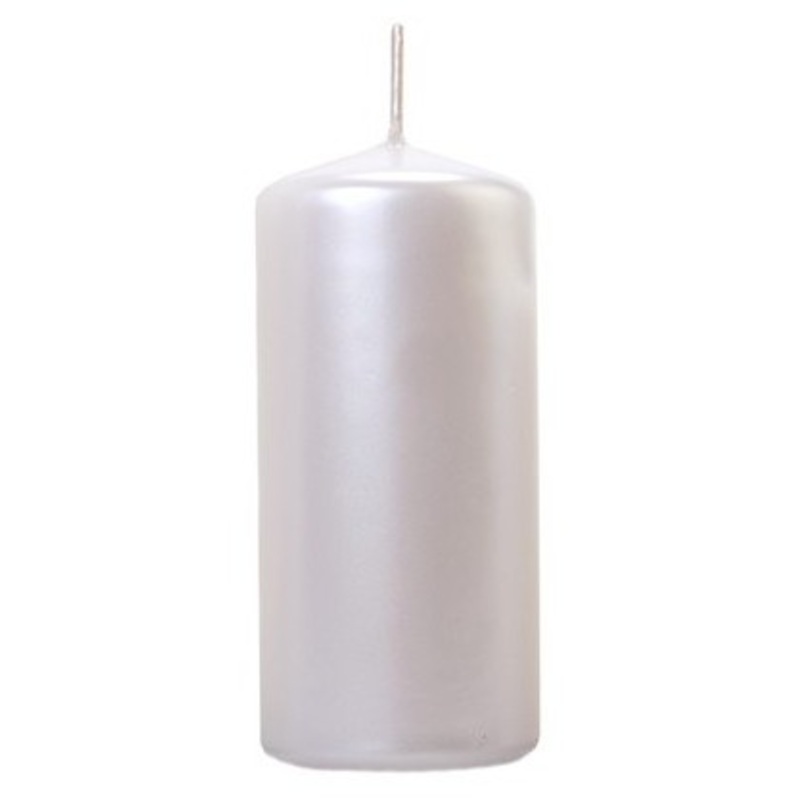 6 pillar candles Rio pearl white 12cm