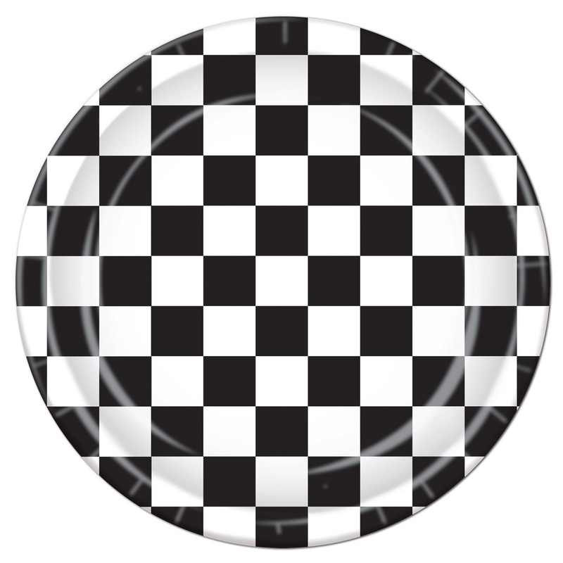 8 checkered paper plates 23cm