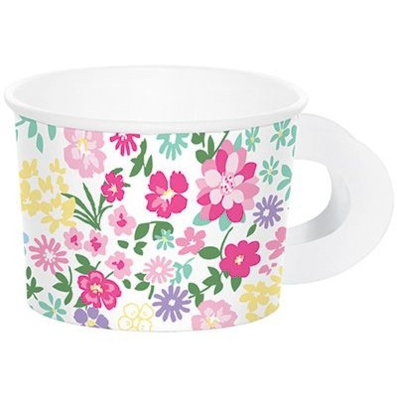 8 floral tea party cups 6.4 x 8.8cm