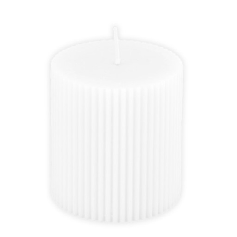 Pillar Candle Fluted White 7 x 7.5cm