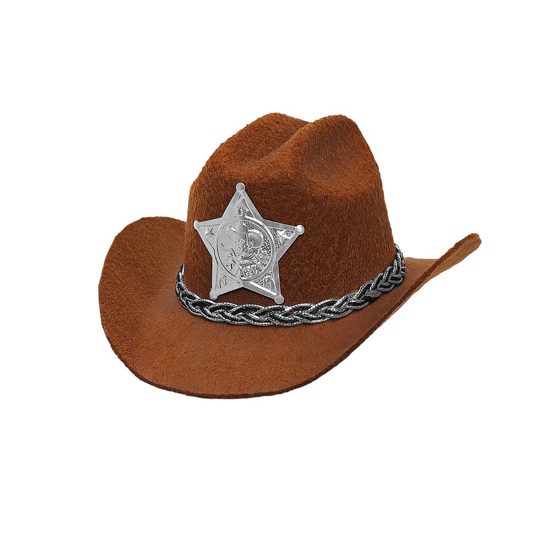 WIDMANN Mini Cowboy Hut mit Sheriffstern aus Filz braun