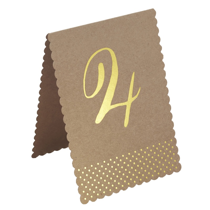 12 Golden Nature table number cards