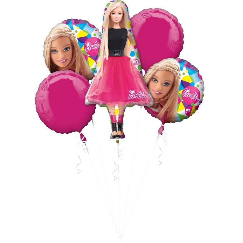 5 Barbie Fashionista balloon bouquet