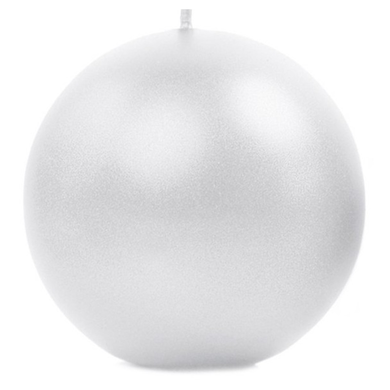 6 ball candles Torino pearl white 10cm