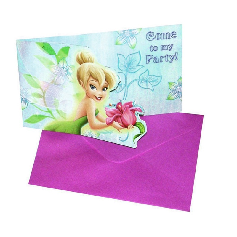6 Tinkerbell flower magic invitation cards