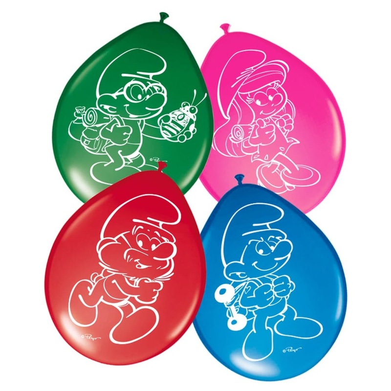 8 colored latex balloons the Smurfs