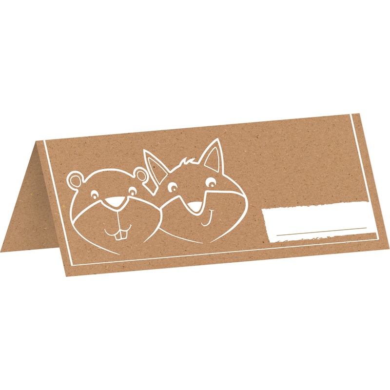 8 place cards with fox & beaver symbol