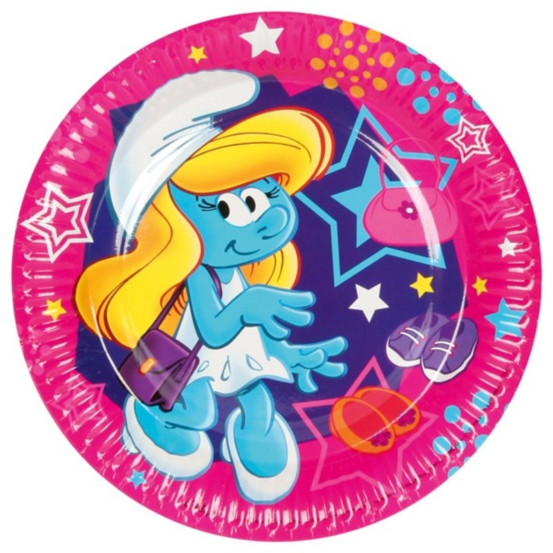 8 Smurfette paper plates