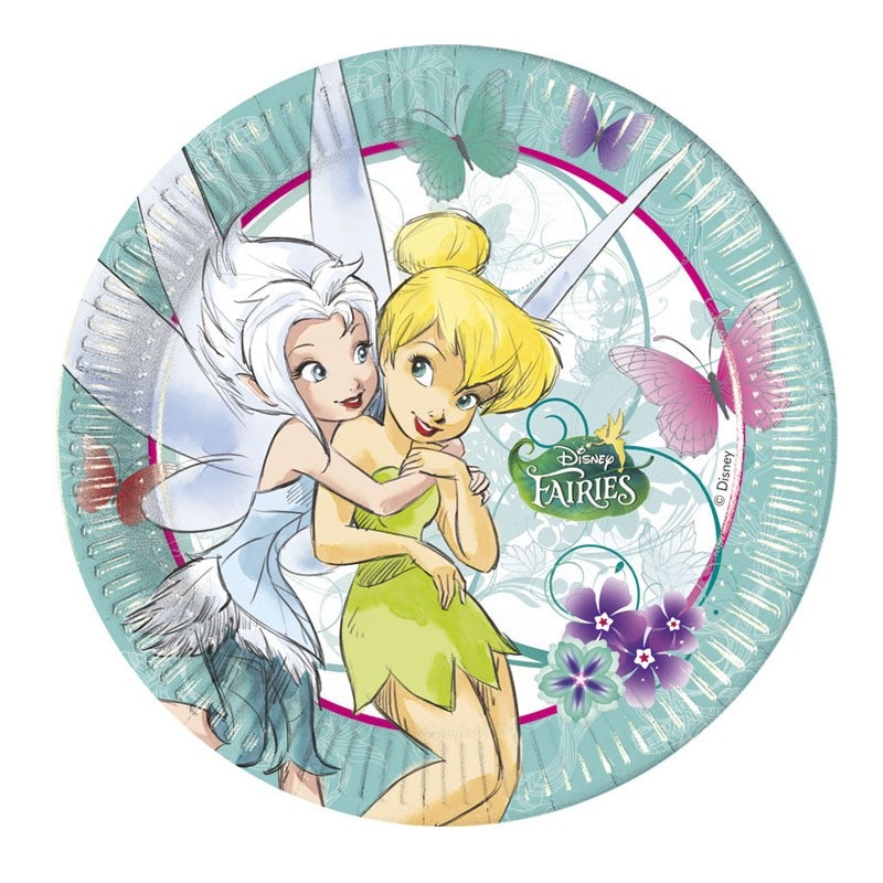 8 Tinkerbells Eiszauber paper plates 23cm