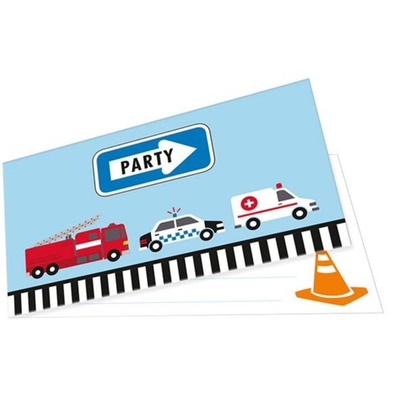 8 traffic party invitation cards