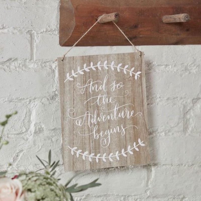 Boho Flowers The Adventure begins wooden sign