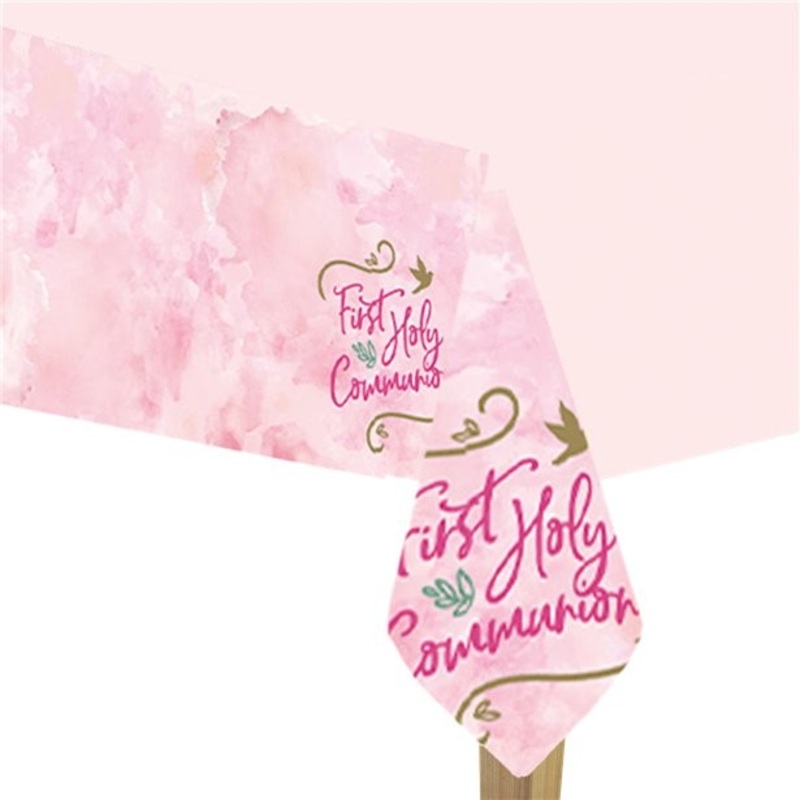 First communion tablecloth pink 1.8 x 1.2m