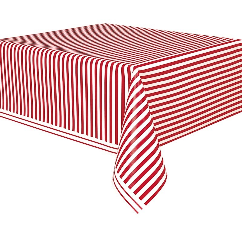 Party tablecloth Victoria red striped 137 x 274cm