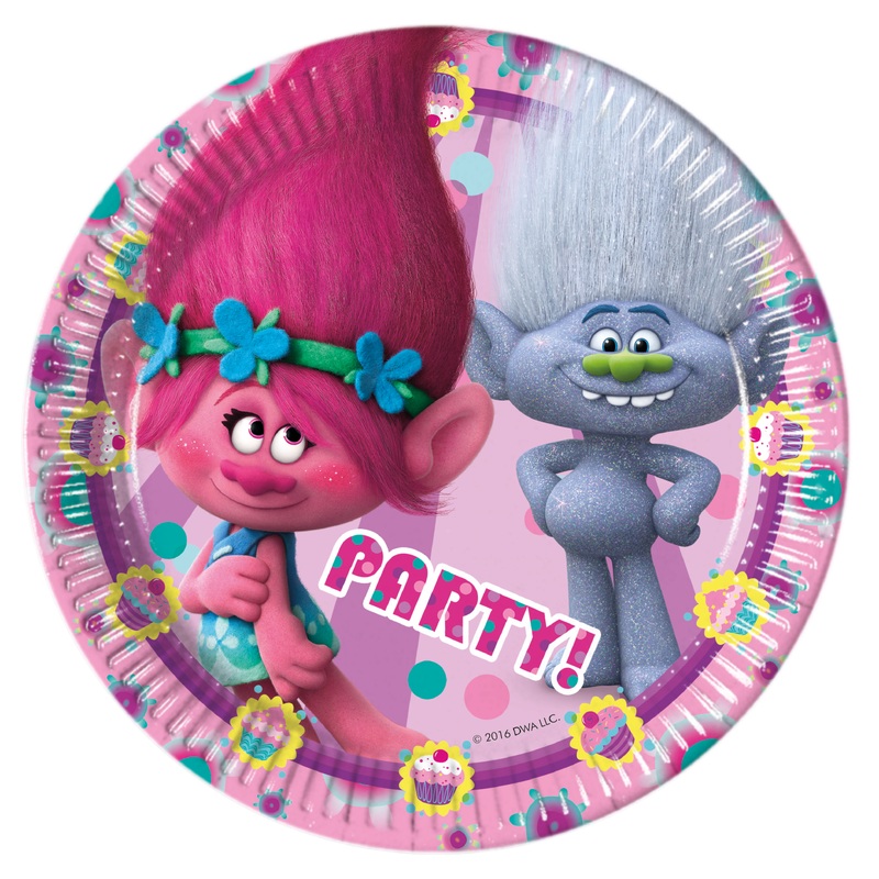 Trolls 8 paper plates large 20cm
