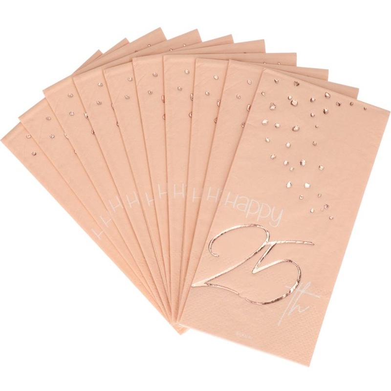 10 Elegant Blush Napkins 25th Birthday Rose Gold