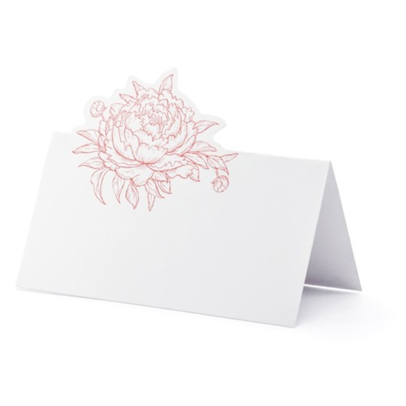 10 peony place cards 9 x 4.5cm