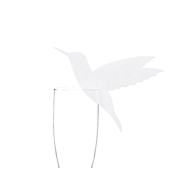 10 swallows glass decoration white 12.5 x 10cm