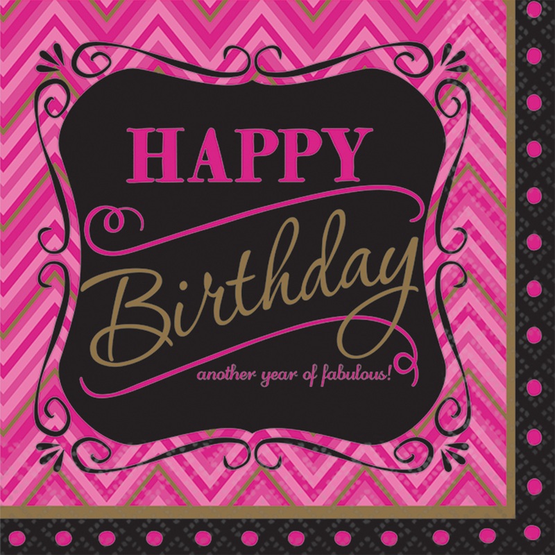 16 Birthday Fabulous Girl Napkin Pink 33cm