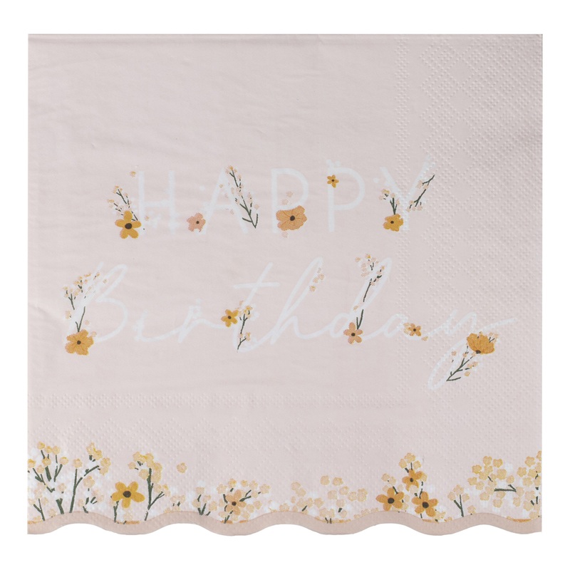 16 birthday napkins sea of flowers 16.5cm