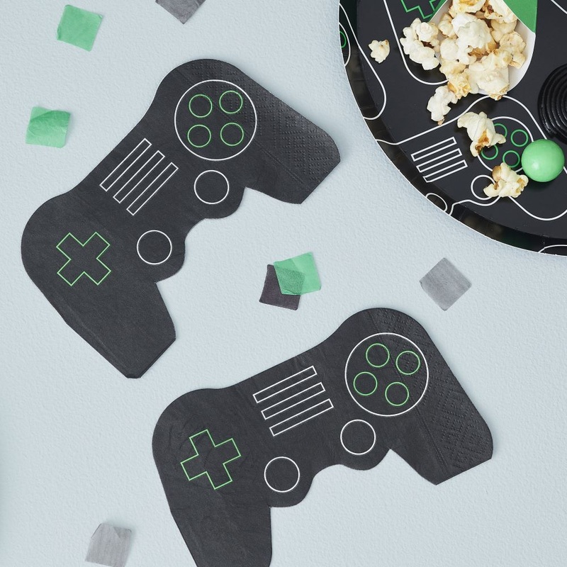 16 Black Controller napkins 16.5cm